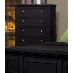 Sandy Beach Panel Bedroom Set (Black) -Beds and Accessories Sales coa 201325 C chest 1